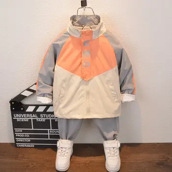 2023 Весенне-осенняя одежда для маленьких мальчиков и девочек, детская хлопковая спортивная куртка, комплекты со штанами, одежда для малышей, детские спортивные костюмы, 2 предмета от 2 до 10 лет