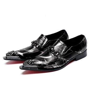 2023, Роскошная Официальная обувь с острым носком Для отдыха, Классическая Офисная обувь большого размера с принтом, Итальянская мужская деловая обувь из натуральной кожи