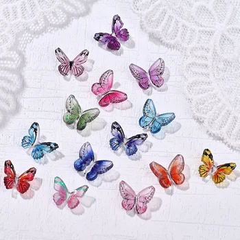 20шт 3D Акриловые подвески-бабочки для ногтей Nail Art Decoracion Kawaii Красочные Стразы для дизайна ногтей с бабочками, аксессуары для маникюра