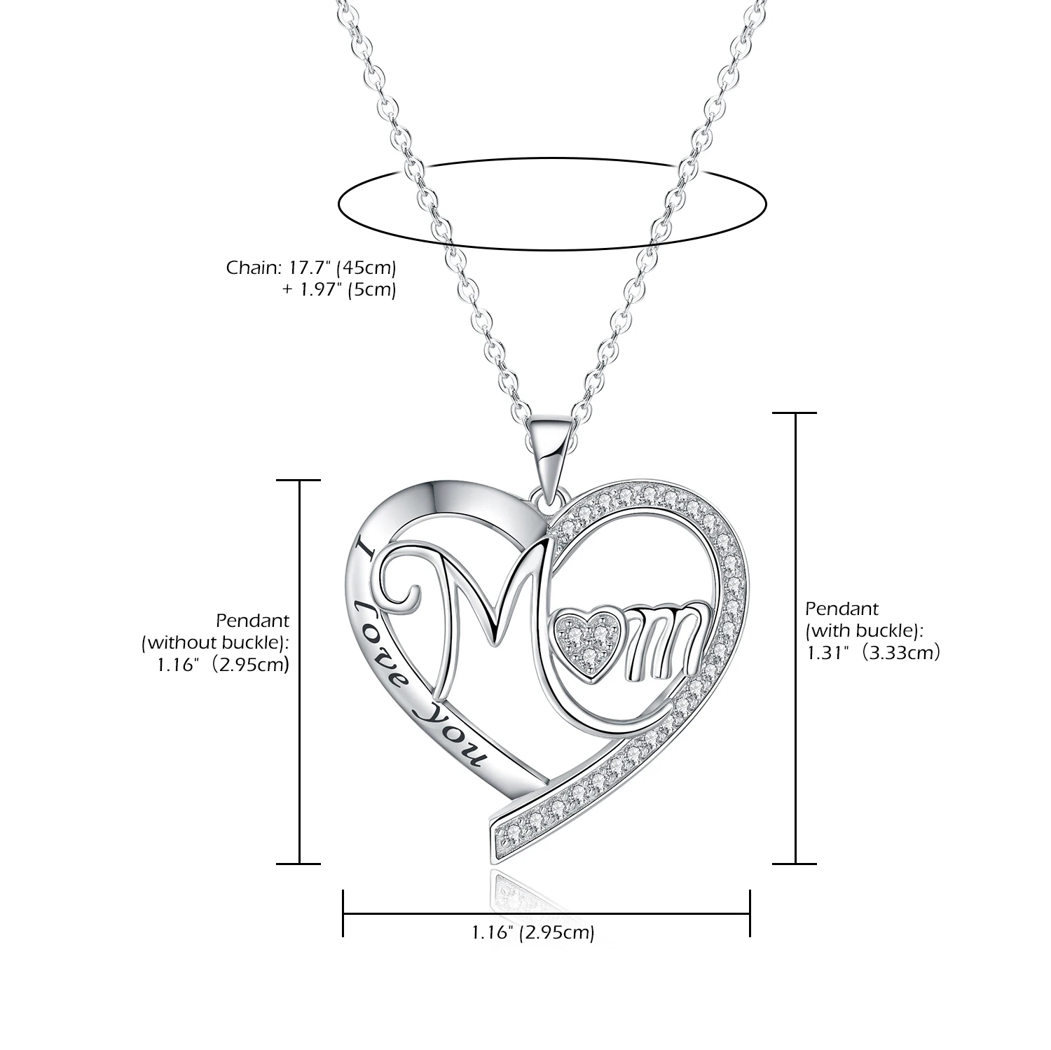 BONISKISS Простое Ожерелье с Подвеской из стерлингового серебра 925 Пробы Для Женщины, Подарок На День Матери, Я люблю тебя, мама, Ожерелья Из Стерлингового Серебра
