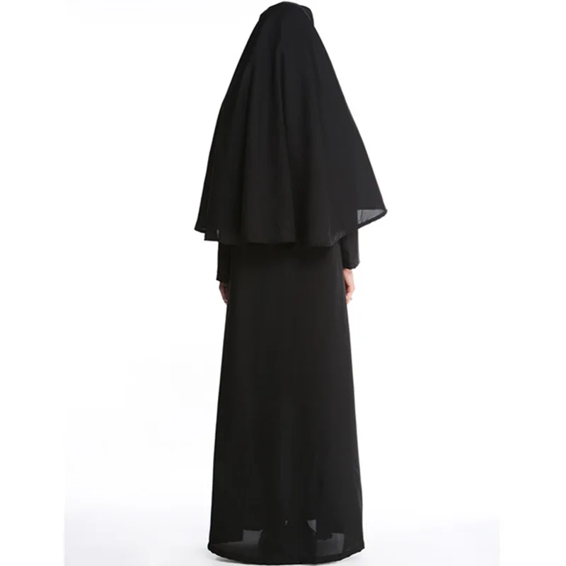 Горячий Сексуальный костюм Монахини Для взрослых женщин, платье для косплея с черным капюшоном на Хэллоуин, Карнавальное платье для Косплея, черный костюм