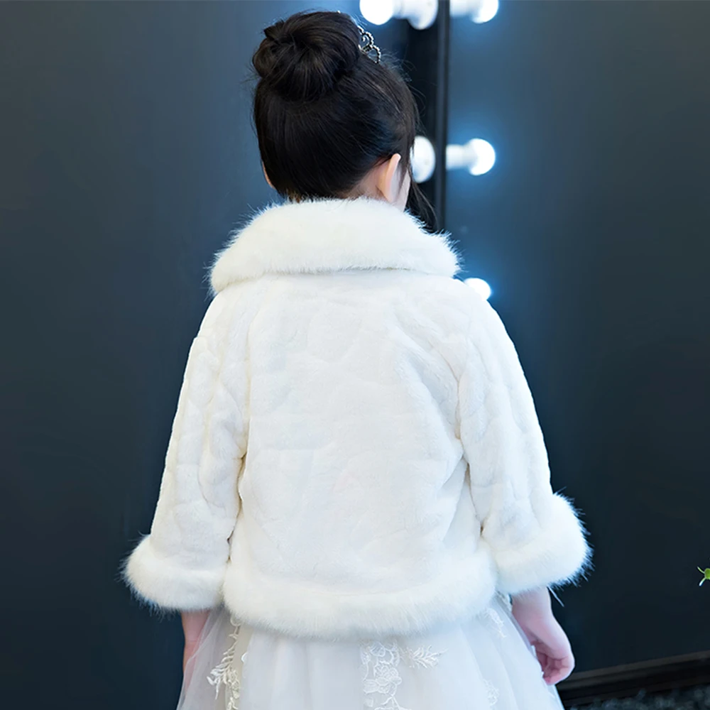 [Распродажа] Детское зимнее теплое короткое пальто из искусственного меха для девочек, утепленная детская шаль, накидка-болеро