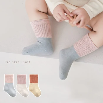 3 пары детских носков, хлопковые дышащие детские чулки, Свободные носки без косточек для новорожденных, милые детские носки с героями мультфильмов