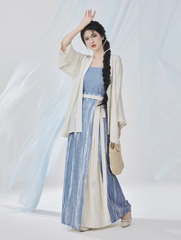 3 шт./компл. Оригинальная пара солнцезащитных шорт Song Hanfu [Эскиз морского бриза] спереди с улучшенной текстурой, юбка с тремя подкладками, вытертая Song