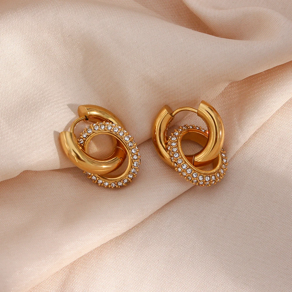 Глянцевый круглый круг, массивная петля, серьги-кольца с кристаллами Rhinstone, серьги-кольца для женщин, вечерние ювелирные изделия, эффектная серьга