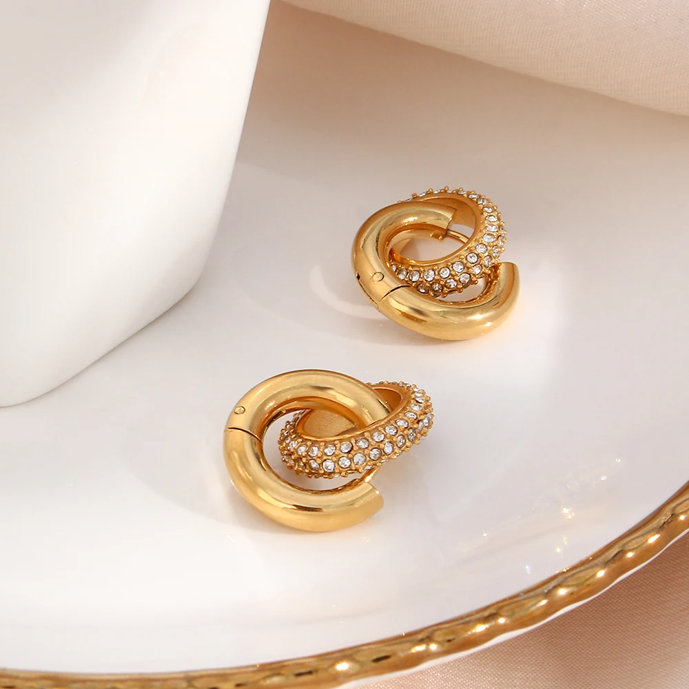Глянцевый круглый круг, массивная петля, серьги-кольца с кристаллами Rhinstone, серьги-кольца для женщин, вечерние ювелирные изделия, эффектная серьга