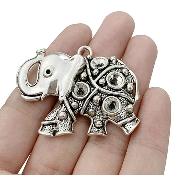 5 x Тибетских серебряных подвесок в виде животных в виде слона для Изготовления ювелирных изделий, Ожерелья, аксессуары, Выводы 47x37 мм