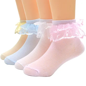 8 Шт. = 4 пары/лот, Детские носки, Весенне-летние Модные Хлопковые носки для танцев с кружевом Принцессы для девочек, детские носки от 1 до 12 лет