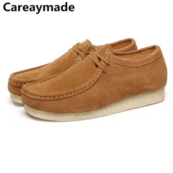 Careaymade-Британская винтажная повседневная обувь из натуральной кожи на шнуровке, Обувь на дымчатой резиновой подошве, мужская обувь с низким берцем, модная обувь