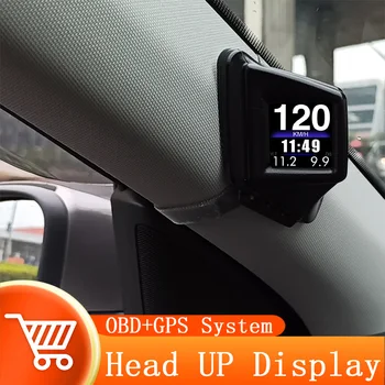 HUD OBD2 + GPS, бортовой компьютер, головной дисплей, автомобильный тахометр, турбонаддув, давление масла, температура воды, GPS-спидометр для бензинового автомобиля