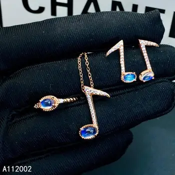 KJJEAXCMY изысканные ювелирные изделия натуральный Лунный камень серебро 925 женщин кулон ожерелье серьги кольцо набор протестировать поддержку красивые