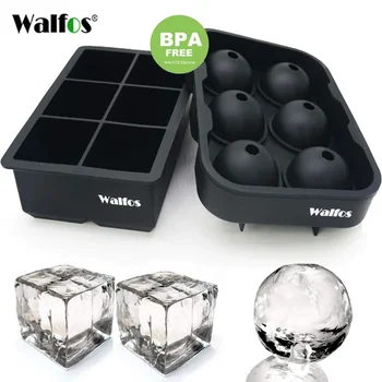 WALFOS Большой размер, 6 ячеек, Форма для шариков льда, Силиконовые лотки для кубиков льда, Производитель шариков льда для виски, 6 силиконовых форм для вечеринки, бар