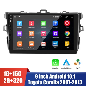 Автомобильное радио с 9-дюймовым сенсорным экраном громкой связи для Toyota Corolla 2007-2013 2 Din GPS Bluetooth WiFi Android 10,1 MP5 плеер
