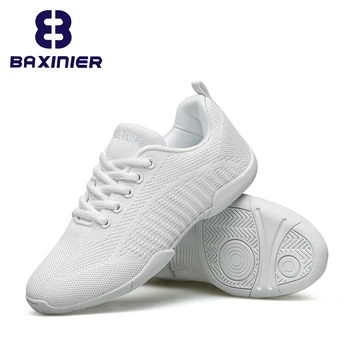 Белые кроссовки для девочек BAXINIER, кроссовки для тренировок, дышащие детские танцевальные туфли, легкие кроссовки для соревнований среди молодежи