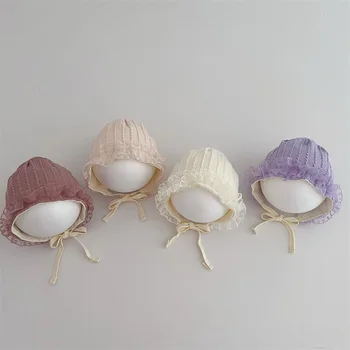 Больничная шапочка для новорожденных девочек, Дышащая кружевная шапочка-капор с рюшами, Милая шапочка для новорожденных, детская шапочка для малышей, девочек