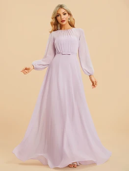 Для Длинного сиреневого платья в пол, Элегантного Платья для гостей выпускного вечера, Фиолетового Шифонового платья для подружек невесты