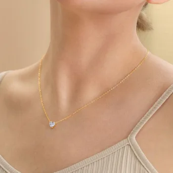 Женское ожерелье в виде сердца, Изящная подвеска в форме любви из кубического циркония, минималистичные ювелирные изделия