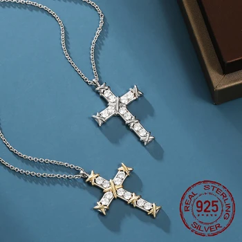 Изящное ожерелье с крестом из стерлингового серебра 925 пробы, Женское Элегантное ювелирное ожерелье на годовщину свадьбы, Бутик ювелирных изделий