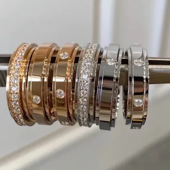 Классический модный бренд, поворотное кольцо с цирконием для мужчин и женщин, роскошные ювелирные изделия из серебра 925 пробы, лучший подарок для банкета