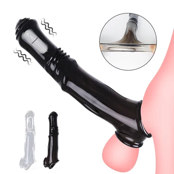 Многоразовый Презерватив Удлинитель пениса, Увеличивающий рукав для пениса с вибрациями, Секс-игрушки для мужчин, Удлинитель, Задерживающий Эякуляцию, Кольца для члена