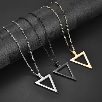 Модное Треугольное ожерелье с подвеской для мужчин и женщин, Винтажное панк-модное геометрическое мужское ожерелье-цепочка из нержавеющей стали