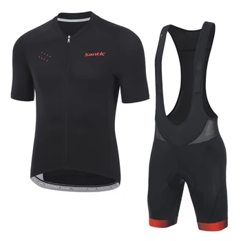 Мужские велосипедные костюмы Santic с коротким рукавом, Летние спортивные рубашки для активного отдыха, велосипедные шорты на молнии, Дышащие дорожные велосипедные костюмы