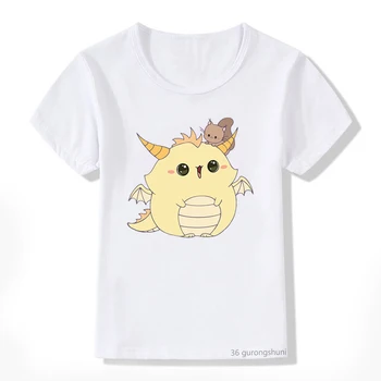 Новая футболка для мальчиков, детская одежда с изображением дракончика и маленькой белочки, Летняя футболка для девочек, Модная одежда для мальчиков и девочек