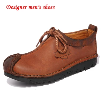 Новые мужские лоферы из натуральной кожи, Мокасины-оксфорды, мужские туфли ручной работы на плоской подошве, модные туфли-лодочки, дизайнерские мужские ковбойские туфли