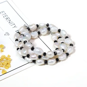 Ожерелье из натурального жемчуга, культивированный пресноводный рис неправильной формы, Жемчуг, вышитый бисером для ювелирных изделий, женский подарок