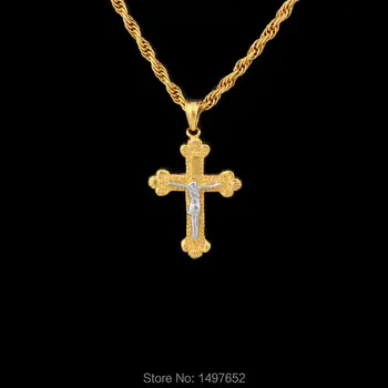 Подвеска с Крестом Иисуса для женщин Men18K, позолоченное/посеребренное ожерелье с подвеской, Христос Спаситель, модные украшения, Католическая Бесплатная доставка
