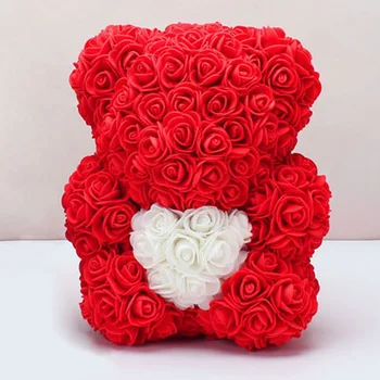 Прямая поставка, 25 см, мишка с розами, искусственный цветок, Плюшевый мишка с розами Для женщин, Свадьба Святого Валентина, День рождения, Рождественский подарок