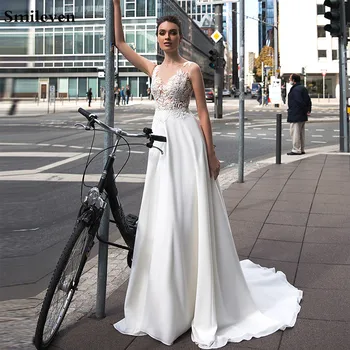 Свадебное платье принцессы 2019, Кружевные свадебные платья с аппликацией, Vestido De Noiva Lorie, Свадебные платья с иллюзией спины Для женщин