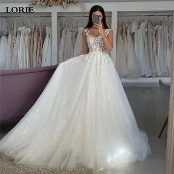 Свадебные платья LORIE Princess Трапециевидное Блестящее платье Невесты с кружевной аппликацией на шее, свадебные платья 2023