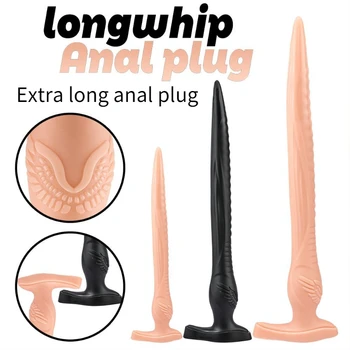 Сверхдлинная силиконовая анальная пробка с хвостиком, вагинальная стимуляция, расширение хризантемы для мужчин и женщин с помощью анальных игрушек, секс-игрушки