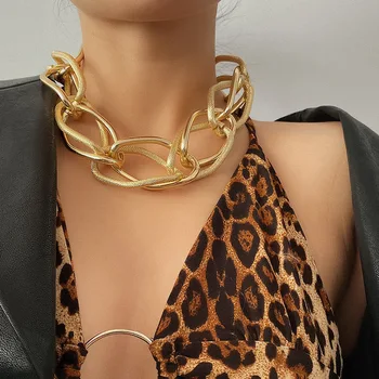 Украшение индивидуальное, преувеличенное, в стиле хип-хоп, гладкое матовое ожерелье, женское ожерелье с толстой цепочкой из заводского сплава