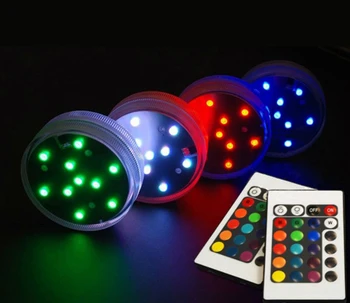 Центральные элементы освещения, водонепроницаемые светодиодные вазы диаметром 2,8 дюйма, разноцветные светодиоды, дистанционно управляемые погружные светодиодные фонари